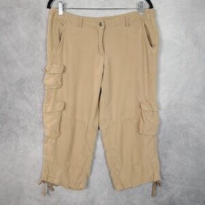 Vintage Y2K Da-Nang Cargo Pants Womens Medium Beige Cropped Drawstring Capri